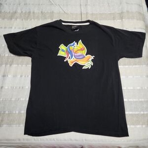 [M-L] Black T-Shirt with Bird of Peace Graphic Design Size Large‎